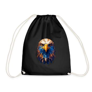 Eagle Head Eagle Bald Eagle Polygon - Drawstring Bag - black - Front