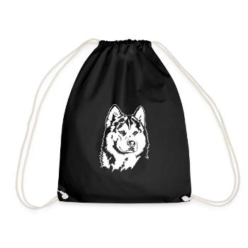 Siberian Husky Portrait Dogs Dog Wilsigns - Drawstring Bag - black - Front