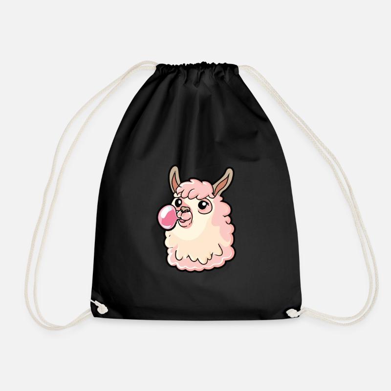 Lama mit Bubblegum - Turnbeutel - Schwarz