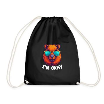 Capybara Funny Rodent Capybara Capybara - Drawstring Bag - black - Front