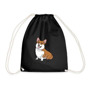 Funny Cool Cute Welsh Corgi Dog - Drawstring Bag - black - Front