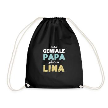 Dieser Geniale Papa Gehört Zu Lina - Turnbeutel - Schwarz - Vorne
