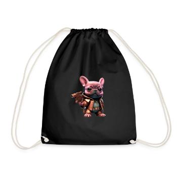 Frenchie Superhero - Turnbeutel - Schwarz - Vorne