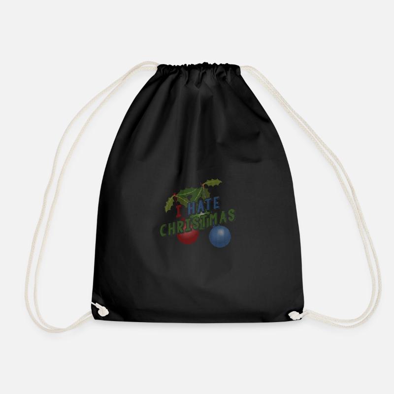 Anti I Hate Christmas Shirt Against Christmas - Drawstring Bag - black