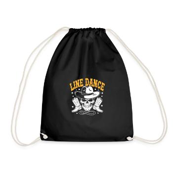 Line Dance Skull with Stetson and Boots and Lasso - Drawstring Bag - black - Front