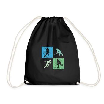 Floorball Floorball Game Motif Floorball Player - Drawstring Bag - black - Front