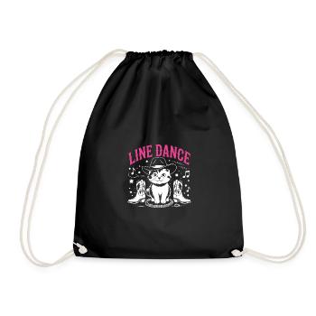 I love my cat and line dancing - Drawstring Bag - black - Front