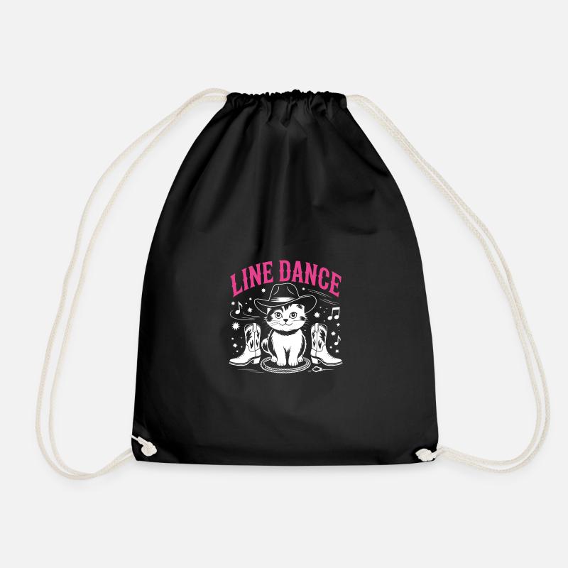 Ich liebe meine Katze und Line Dance - Turnbeutel - Schwarz