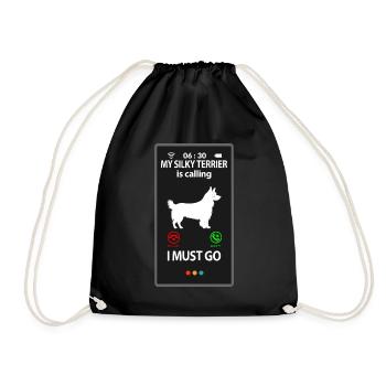 Australian Silky Terrier Funny Sayings Funny - Drawstring Bag - black - Front