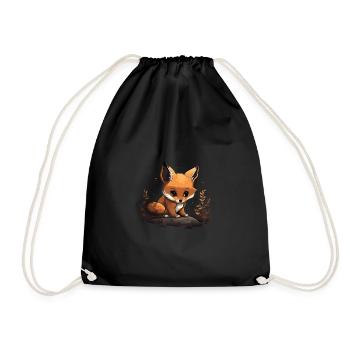 Fox Head Forest Animal Nature Trees - Drawstring Bag - black - Front