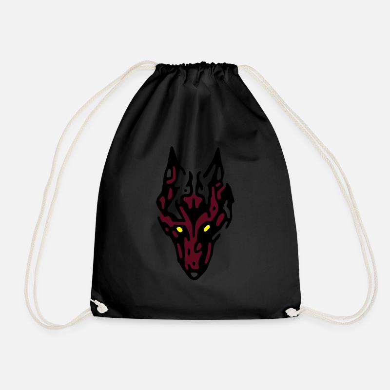 wolf - Drawstring Bag - black