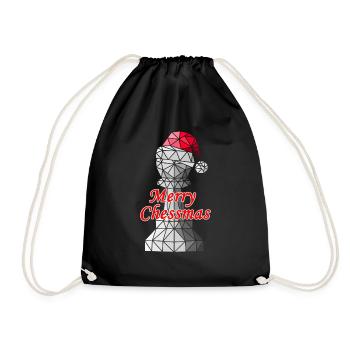 Christmas chess pawn with Santa hat - Drawstring Bag - black - Front