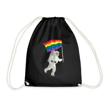 Astronaut Regenbogen-Flagge - Turnbeutel - Schwarz - Vorne