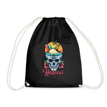 Hawaii Skull Surfing Flowers - Turnbeutel - Schwarz - Vorne