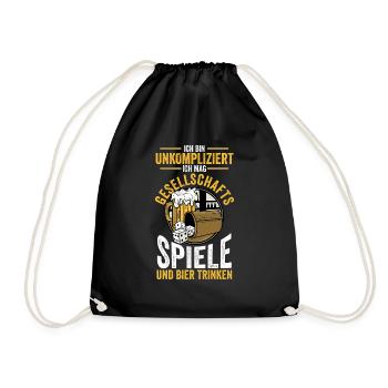 Bier Gesellschaftsspiele - Turnbeutel - Schwarz - Vorne