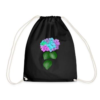 Hortensie Pflanze Blume bunt Frühling Natur - Turnbeutel - Schwarz - Vorne