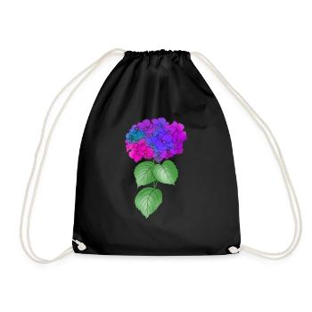 Hortensie Pflanze Blume bunt Frühling Natur - Turnbeutel - Schwarz - Vorne