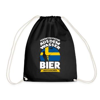 Schwedisch Angler Angeln Schweden Geschenk - Turnbeutel - Schwarz - Vorne