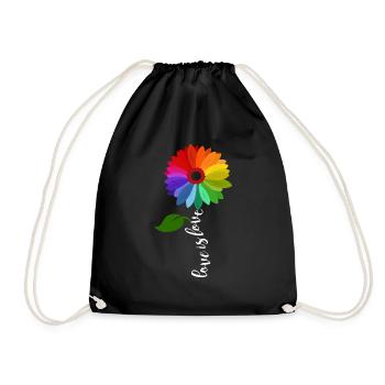 LGBT Regenbogen Gay Pride Homo Lesbisch Schwul - Turnbeutel - Schwarz - Vorne