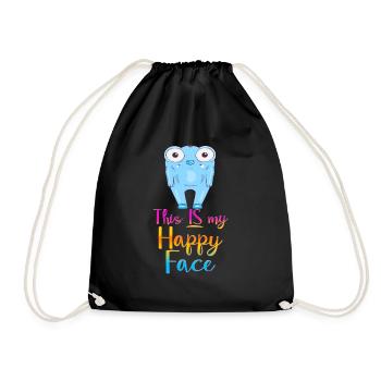 Angry face face cartoon happy face cartoon - Drawstring Bag - black - Front