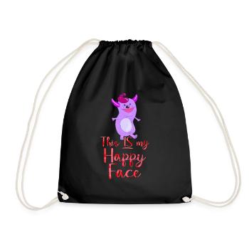 Angry face face cartoon happy face cartoon - Drawstring Bag - black - Front