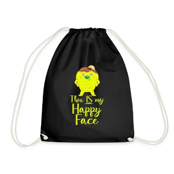 Angry face face cartoon happy face cartoon - Drawstring Bag - black - Front