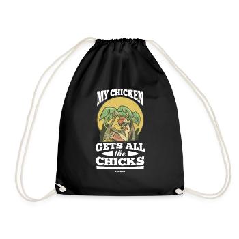Huhn Bauernhof Geflügel Hahn Hühner Geschenk - Turnbeutel - Schwarz - Vorne