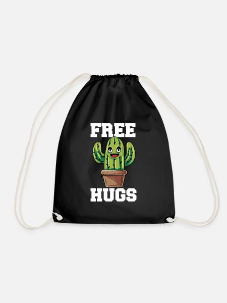 Funny Free Hugs Cactus Sarcastic Design - Turnbeutel - Schwarz