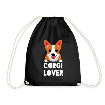Corgi Lover, Corgi Dog Quote - Drawstring Bag - black - Front