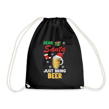Dear Santa Just Bring Beer Funny Christmas T-Shirt - Turnbeutel - Schwarz - Vorne