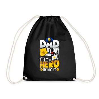 Dad by Day Hero by Night Father's Day Design for - Turnbeutel - Schwarz - Vorne