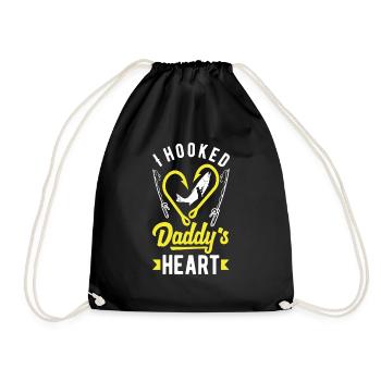 I Hooked Daddy's Heart Fishing Father's Day - Turnbeutel - Schwarz - Vorne