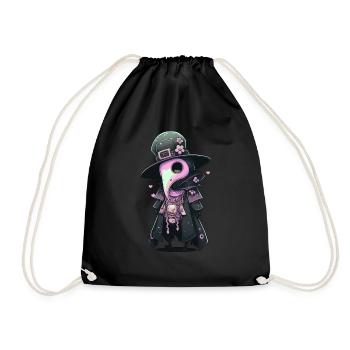 Plague Doctor with Hearts - Drawstring Bag - black - Front