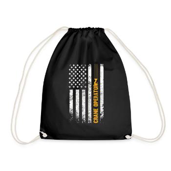 Kranfahrer us flagge vatertag kran fahren - Turnbeutel - Schwarz - Vorne