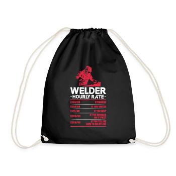 welder hourly rate Design for a welding fan - Drawstring Bag - black - Front