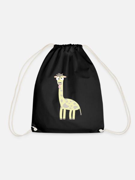 Funny giraffe - Drawstring Bag - black