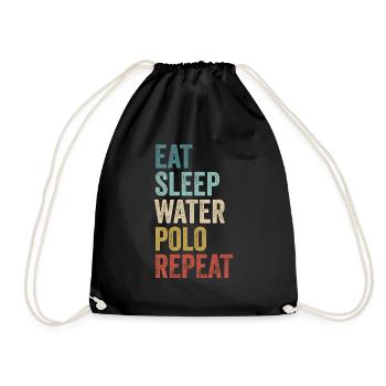 Funny Eat Sleep Wasserball Wiederholung Wasserball - Turnbeutel - Schwarz - Vorne