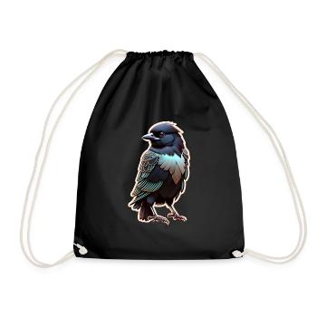 Schwarzer Rabe - Vogel - Turnbeutel - Schwarz - Vorne