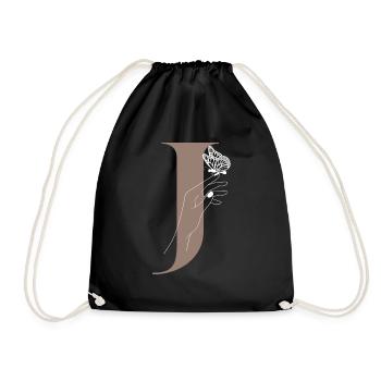 Letter J Magic Butterfly - Drawstring Bag - black - Front