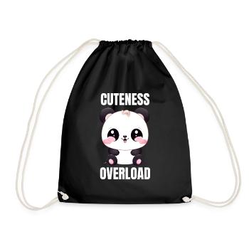 Panda Cuteness Overload T-Shirt - Turnbeutel - Schwarz - Vorne