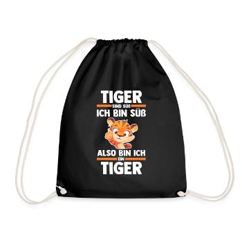 Tiger Motiv - Turnbeutel - Schwarz - Vorne
