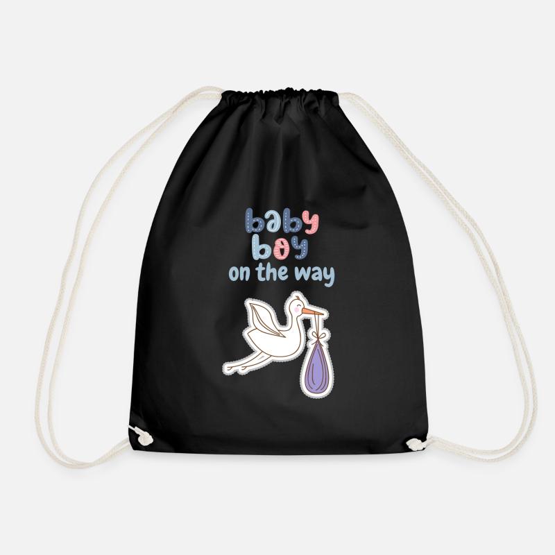 Baby boy on the way mit Storch - Turnbeutel - Schwarz