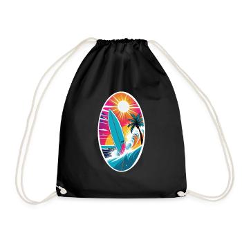 surf plage palmier soleil vacances - Sac de sport léger - noir - Devant