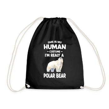 This is My Human Costume Im Really a Polar Bear - Drawstring Bag - black - Front