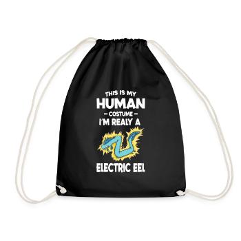 This is My Human Costume I'm Really A Eel electric - Drawstring Bag - black - Front