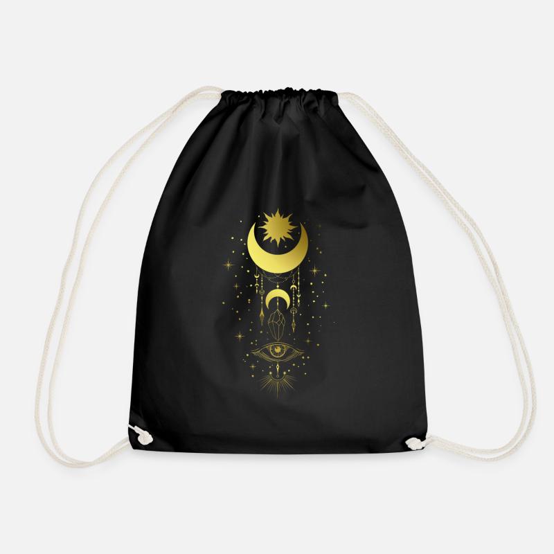 Crystal Crescent Moon - Drawstring Bag - black
