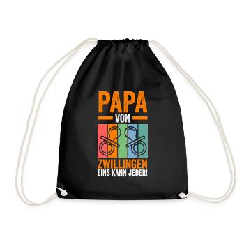 Vater Papa von Zwillingen Zwillingspapa - Turnbeutel - Schwarz - Vorne