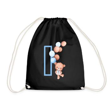 Lettre i bleue ours - Sac de sport léger - noir - Devant