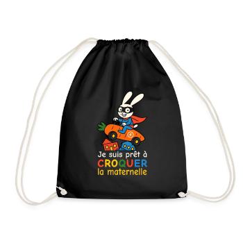 Prêt à croquer la maternelle - Rentrée des classes - Sac de sport léger - noir - Devant