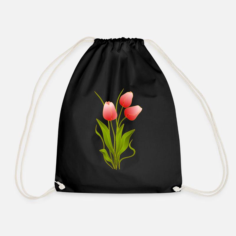 Flowers - Drawstring Bag - black